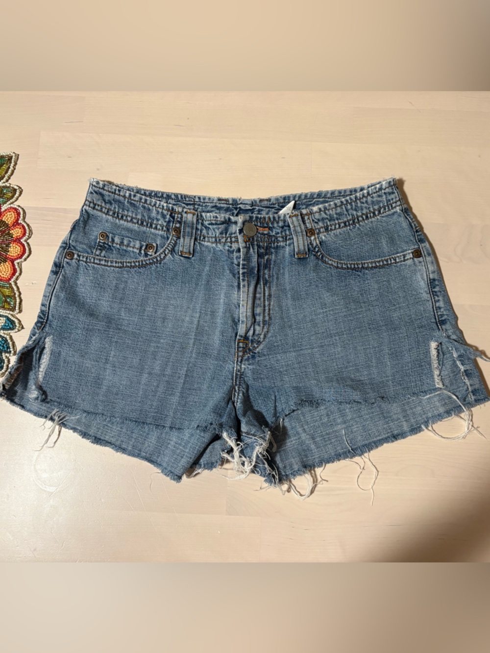 Vintage Lucky Brand Light Blue Denim Waist Panel with Raw Edge